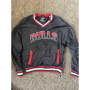 Chicago Bulls UNK NBA Black Red Pullover Windbreaker Jacket Men’s Large